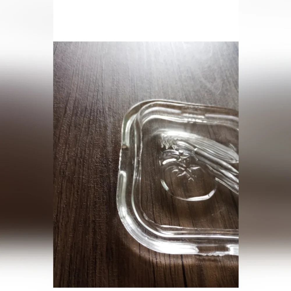 Clear Federal Glass Vegetable Square Ribbed Refrigerator Dish With Lid
